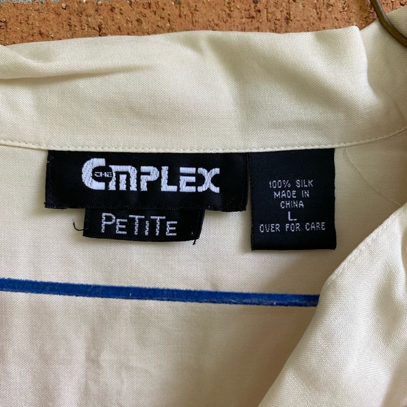 The Complex 100% Silk White Button Down Shirt Petite L - Picture 3 of 6